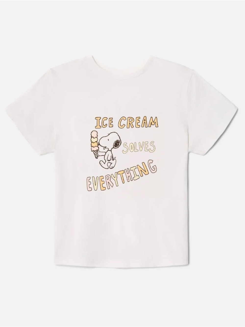 RE/DONE cream Small Peanuts 'Ice Cream Solves' Snoopy Graphic Tee